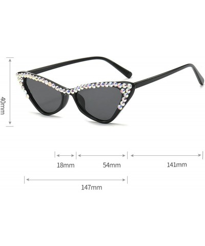 Diamond Cat Eye Sunglasses Women Retro bling Rhinestone Sun Glasses Crystal Sparkling Triangle Luxury Jeweled Eyewea Black $9...