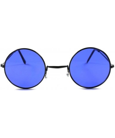 Lens Classic Vintage Retro 70s Mens Womens Hippie Lennon Round Sun Glasses Black / Blue $13.24 Round