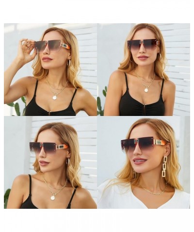 Rimless Oversized Y2K Sunglasses For Women Men UV400 Fashion Diamond Cut Vintage Square Flat Top Sun Glasses ​Shades Black Fr...