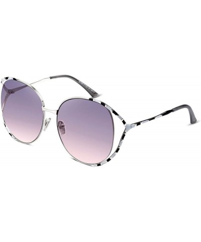 Round Gradient Polarized Sunglasses for Women Oversized Frame Classic Trendy UV400 Protection Unisex Glasses Eyewear Purple-p...