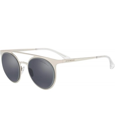 Emporio Armani Woman Sunglasses Shiny Silver Frame, Grey Mirror Black Lenses, 52MM $31.24 Pilot