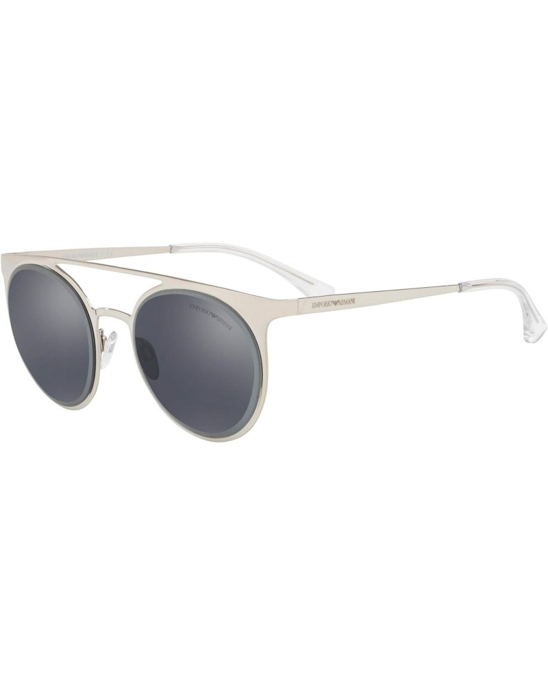 Emporio Armani Woman Sunglasses Shiny Silver Frame, Grey Mirror Black Lenses, 52MM $31.24 Pilot