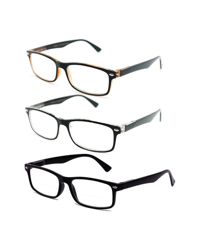 Stylish Simple Reading Glasses Rectangular Spring Hinge Slim Design Comfort Fit 3 Pack Black, Brown, Clear $8.39 Wayfarer