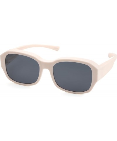 Fit Over Glasses Sunglasses for Women and Men Polarized & 100% UV Protection Beige White Frames | Grey Lens $9.68 Designer