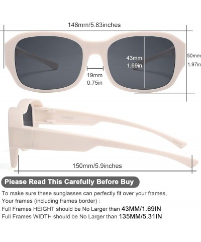 Fit Over Glasses Sunglasses for Women and Men Polarized & 100% UV Protection Beige White Frames | Grey Lens $9.68 Designer