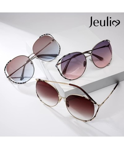 Round Gradient Polarized Sunglasses for Women Oversized Frame Classic Trendy UV400 Protection Unisex Glasses Eyewear Purple-p...