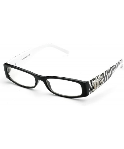 Newbee Fashion® - IG Unisex Clear Plastic High Fashion Rectangular Oval Shape Clear Lens Glasses Black/Zebra $8.11 Oval