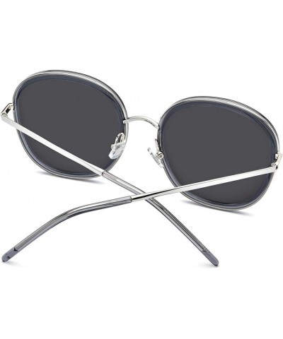 Cateye Sunglasses for Women,Oversized Alloy Frame Nylon Lens gm 5019 9135 Silver Clear Frame Gray Lens $8.64 Oversized