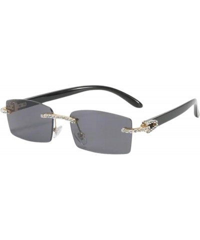 Rimless Sunglasses for Women/Men Black/Black $13.75 Rimless