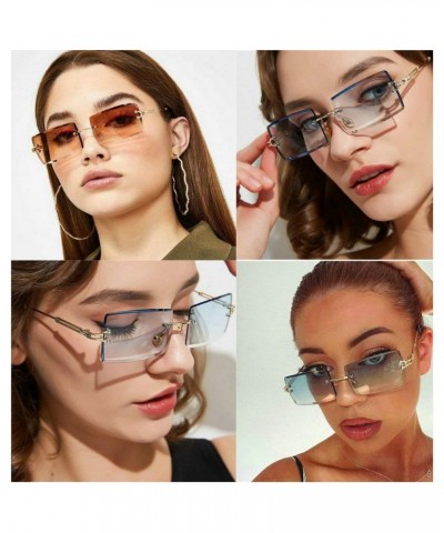 mincl/Fashion Small Rectangle Sunglasses Women Ultralight Candy Color Rimless Ocean Sun Glasses Blue&purple&brown $10.25 Rimless