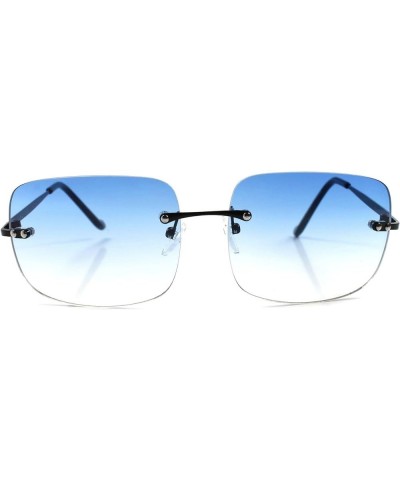 Gradient Lens Vintage Retro Fashion Mens Womens Rimless Square Sunglasses Black / Blue $10.12 Rimless