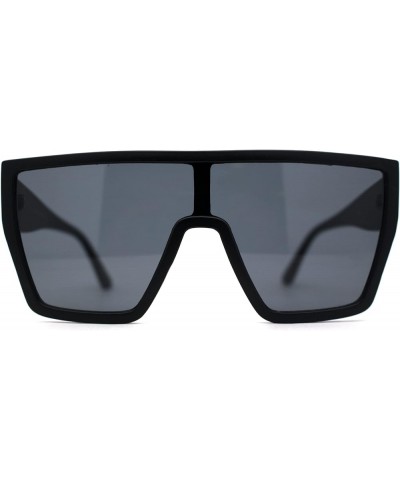 80s Flat Top Shield Robotic Plastic Sunglasses Matte Black / Black $10.05 Shield