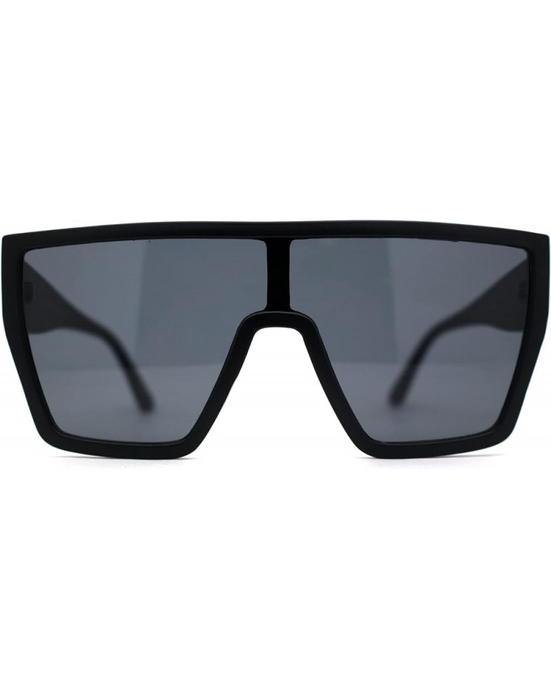 80s Flat Top Shield Robotic Plastic Sunglasses Matte Black / Black $10.05 Shield