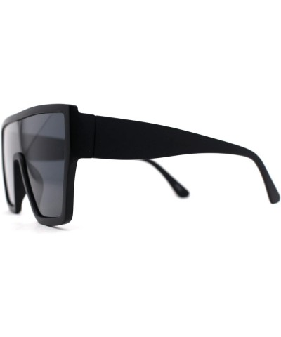 80s Flat Top Shield Robotic Plastic Sunglasses Matte Black / Black $10.05 Shield