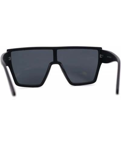 80s Flat Top Shield Robotic Plastic Sunglasses Matte Black / Black $10.05 Shield