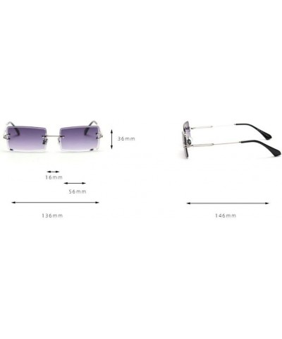 mincl/Fashion Small Rectangle Sunglasses Women Ultralight Candy Color Rimless Ocean Sun Glasses Blue&purple&brown $10.25 Rimless