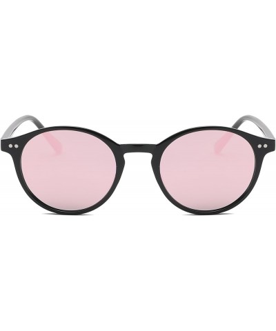 Classic Polarized Round Sunglasses for Women Men Vintage Style Lightweight Circle Frame Sun Glasses Black/Mirror Pink $7.79 R...