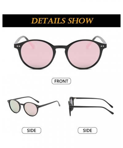 Classic Polarized Round Sunglasses for Women Men Vintage Style Lightweight Circle Frame Sun Glasses Black/Mirror Pink $7.79 R...