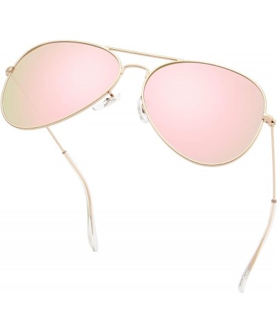 Sunglasses for Men Women Aviator Polarized Metal Mirror UV 400 Lens Protection Rose Gold $8.09 Aviator