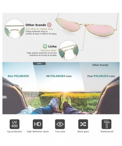 Sunglasses for Men Women Aviator Polarized Metal Mirror UV 400 Lens Protection Rose Gold $8.09 Aviator