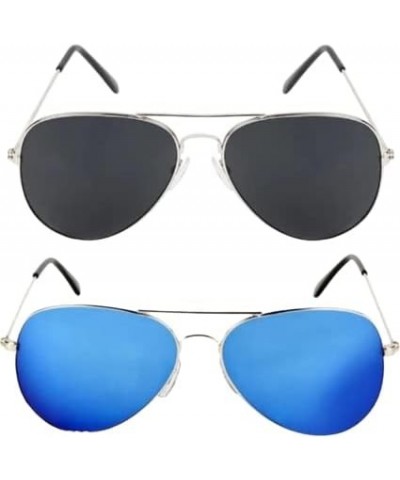 Unisex Aviator Sunglasses Combo Pack of 2 Black-blue $112.20 Aviator