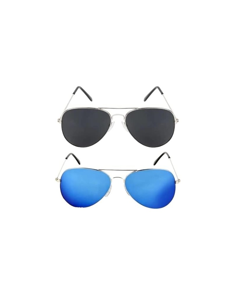 Unisex Aviator Sunglasses Combo Pack of 2 Black-blue $112.20 Aviator