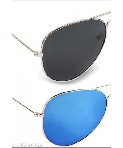 Unisex Aviator Sunglasses Combo Pack of 2 Black-blue $112.20 Aviator