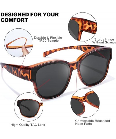 2PCS Oversized Fit Over Sunglasses for Women Men IF8001 2pcs Tortoise + Gradient Purple $13.02 Square