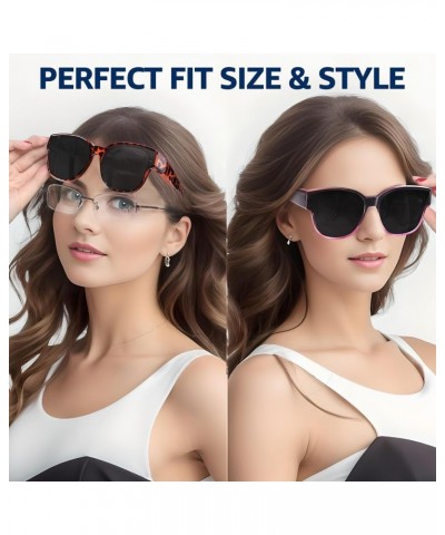 2PCS Oversized Fit Over Sunglasses for Women Men IF8001 2pcs Tortoise + Gradient Purple $13.02 Square