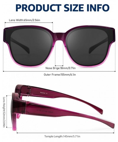 2PCS Oversized Fit Over Sunglasses for Women Men IF8001 2pcs Tortoise + Gradient Purple $13.02 Square