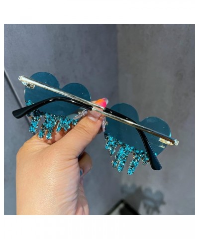 Trendy Heart Shaped Sunglasses for Women Vintage Bling Rhinestone Sunglasses Cute Party Crystal Rhinestones Glasses Blue $10....