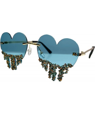 Trendy Heart Shaped Sunglasses for Women Vintage Bling Rhinestone Sunglasses Cute Party Crystal Rhinestones Glasses Blue $10....