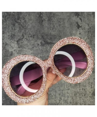 Oversized Round Sunglasses Women Diamond Rhinestone Sunglasses Men Luxury Glasses Eyeglasses Black Pink $14.57 Round