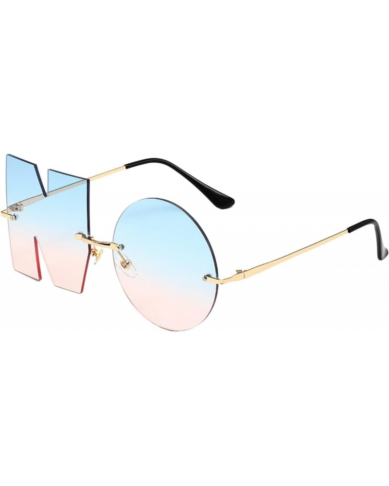 Trendy Frameless Sunglasses in Blue and Pink $7.27 Rimless