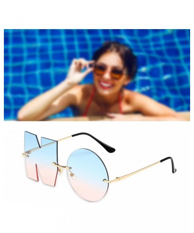 Trendy Frameless Sunglasses in Blue and Pink $7.27 Rimless