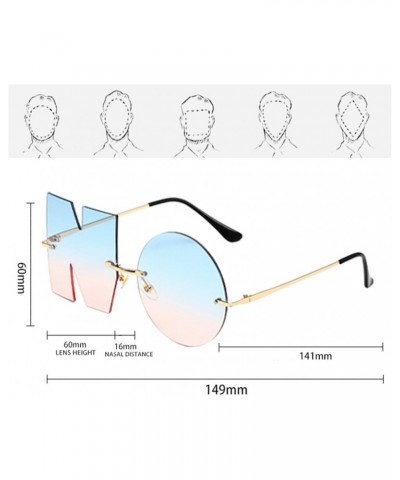 Trendy Frameless Sunglasses in Blue and Pink $7.27 Rimless