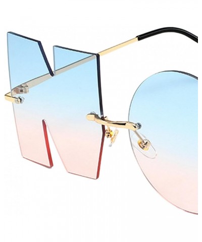 Trendy Frameless Sunglasses in Blue and Pink $7.27 Rimless