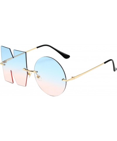 Trendy Frameless Sunglasses in Blue and Pink $7.27 Rimless