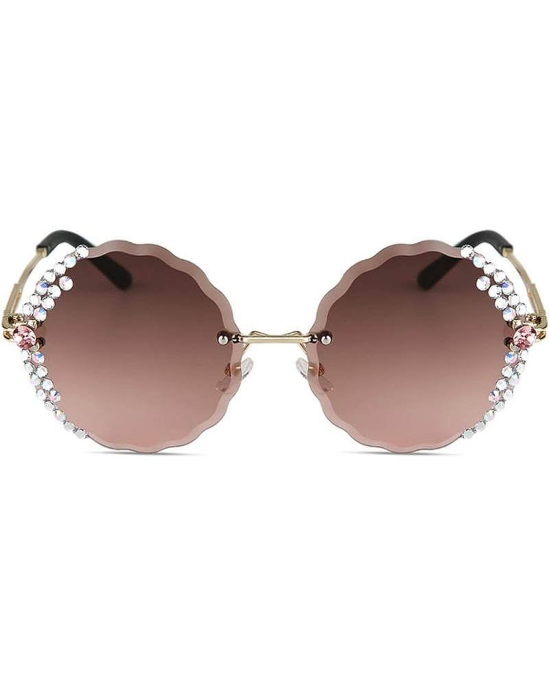 Fashion Cute Bling Rhinestone Sunglasses Women Anti-UV Round Sunglasses Large Frame Crystal Diamonds Sunshade Glasses Gray&br...