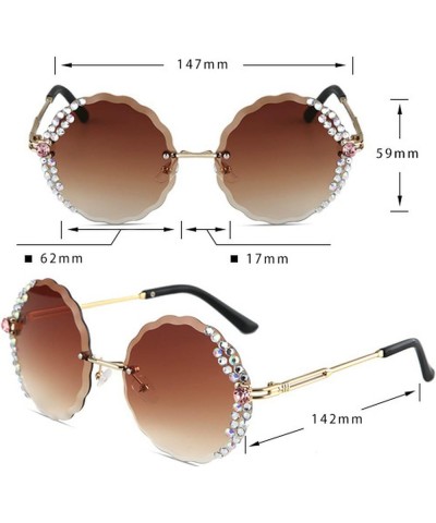 Fashion Cute Bling Rhinestone Sunglasses Women Anti-UV Round Sunglasses Large Frame Crystal Diamonds Sunshade Glasses Gray&br...