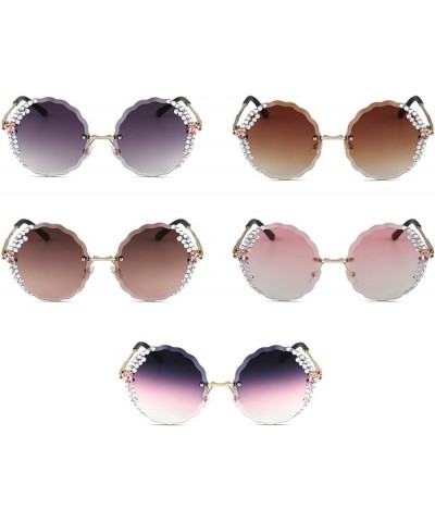 Fashion Cute Bling Rhinestone Sunglasses Women Anti-UV Round Sunglasses Large Frame Crystal Diamonds Sunshade Glasses Gray&br...