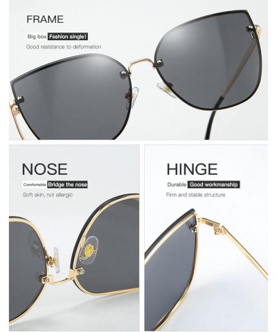 Oversized Women's Cat Eye Sunglasses Lady Metal Shades Luxury Rose Color Sunglasses Female Driving Glasses brown $10.70 Overs...