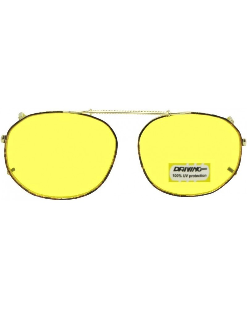 Round Square Yellow Non Polarized Clip on Sunglass Gold/Brown-non Polarized Yellow Lens $13.60 Designer