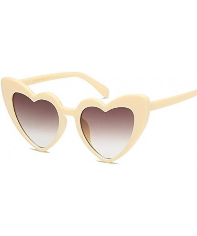 Fashion Heart-shaped Retro Sunglasses Candy Party Ladies Glasses Beige $15.19 Sport