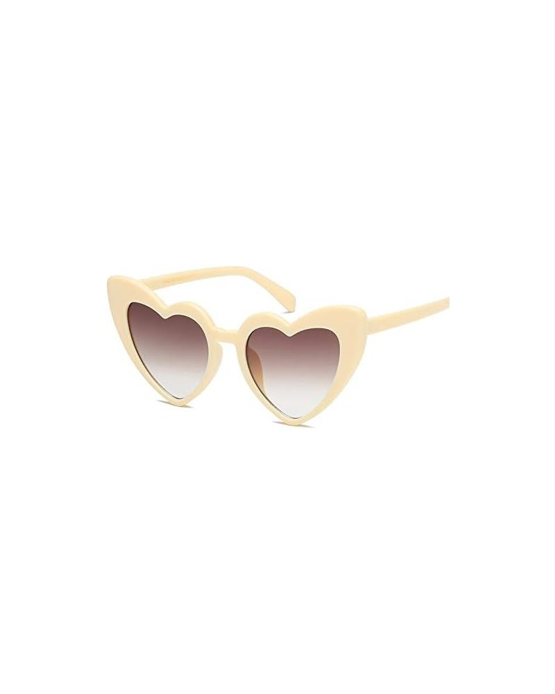 Fashion Heart-shaped Retro Sunglasses Candy Party Ladies Glasses Beige $15.19 Sport