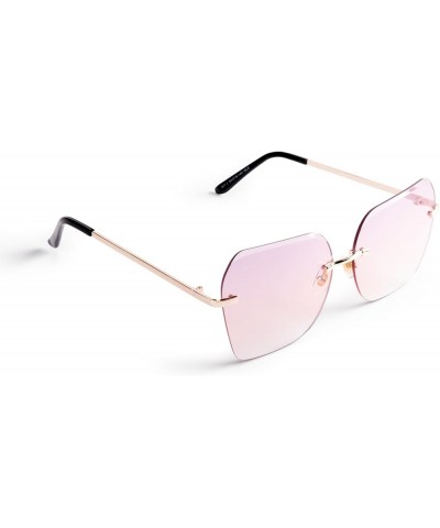 Fabufabu Sunglasses For Women Oversized Rimless Diamond Cutting Lens Sun Glasses Up Purple+down Pink $27.45 Rectangular