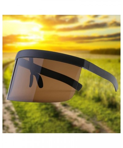 New Super Large Eyewear Sunglasses Anti-peep Sunglasses Unisex Windproof Sunglasses (Dark Brown) As Shown1 $8.87 Oversized