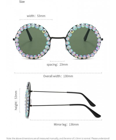 Classic Hippie Round bling bling Sunglasses for Women Men Crystal Rhinestone Sun Glasses UV Protection Brown $10.23 Round