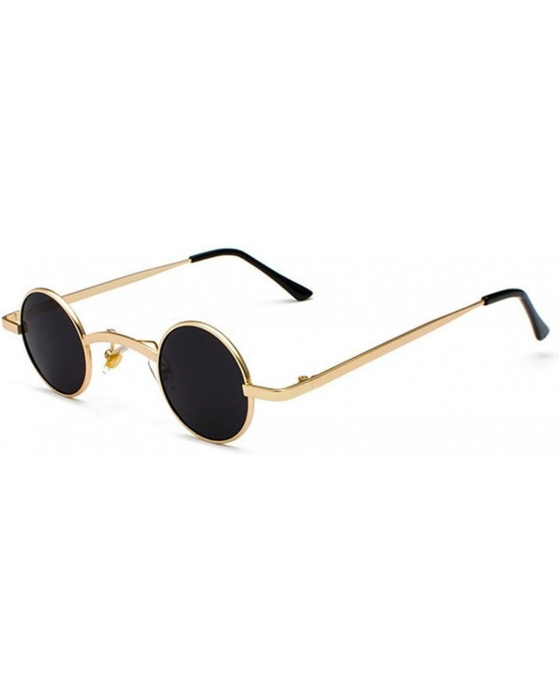 mincl/punk Small Chic Fashion Vintage Round Sunglasses Metal Frame Gold Black $9.35 Round