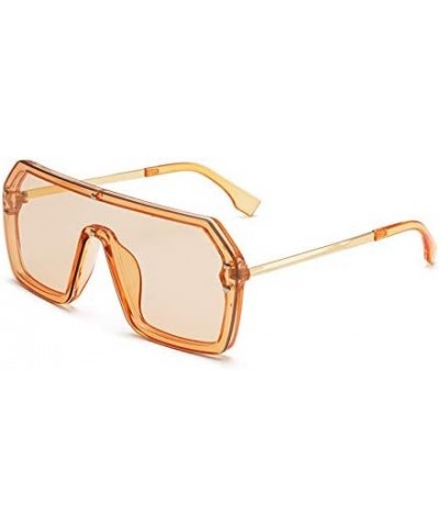 Unisex Oversized One Piece Square Sunglasses Siamese Lens Vintage Flat Top Shades Glasses Browm/Brown $9.68 Rectangular